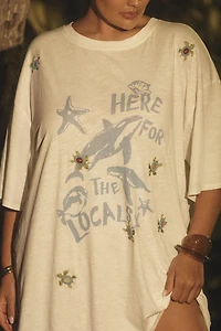 Celandine Turtle Beach Beaded Oversized Tee