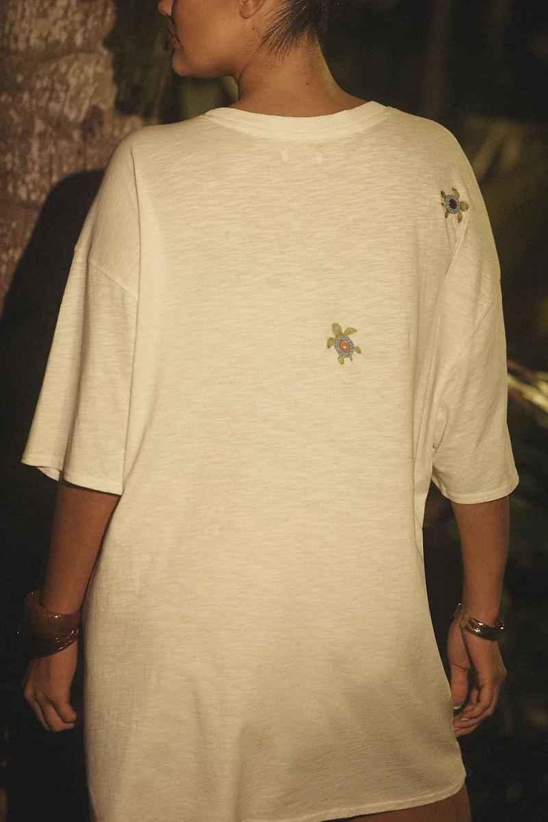 Celandine Turtle Beach Beaded Oversized Tee