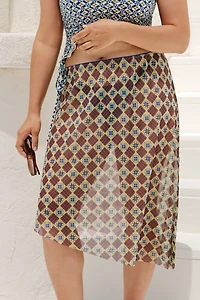 Celandine Printed Asymmetric Midi Skirt