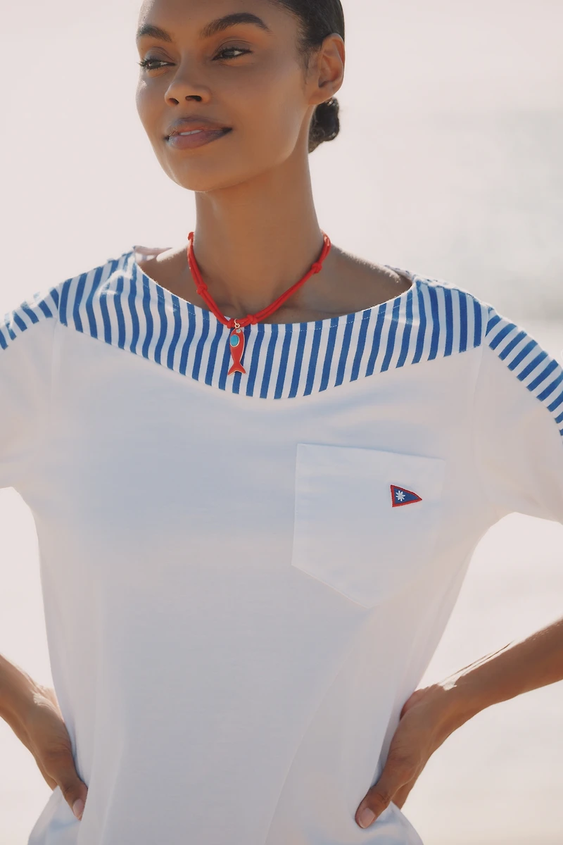 Celandine Punting Boat-Neck T-Shirt Mini Dress