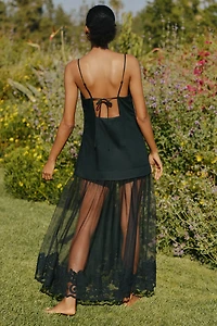 By Anthropologie Sleeveless Sheer Linen Maxi Slip Dress