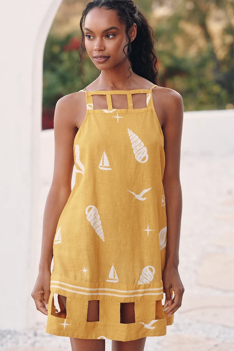 Celandine Square-Neck Cutout Mini Dress