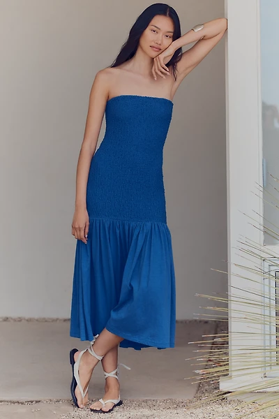 Celandine Strapless Popcorn Midi Dress