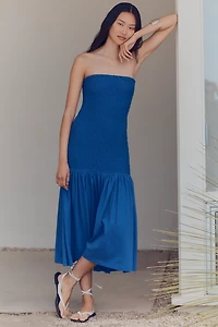 Celandine Strapless Popcorn Midi Dress