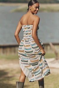 Celandine Linen Blend Strapless Drop-Waist Maxi Dress