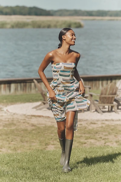 Celandine Linen Blend Strapless Drop-Waist Maxi Dress