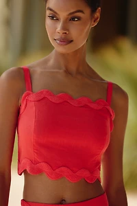 Celandine Scallop Square-Neck Crop Tank Top