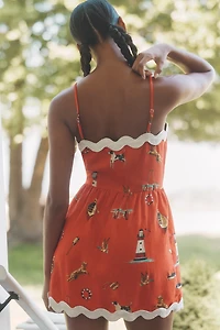 Celandine Linen-Blend Scalloped Mini Dress