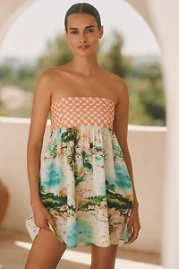 Celandine Strapless Patterned Bubble Mini Dress