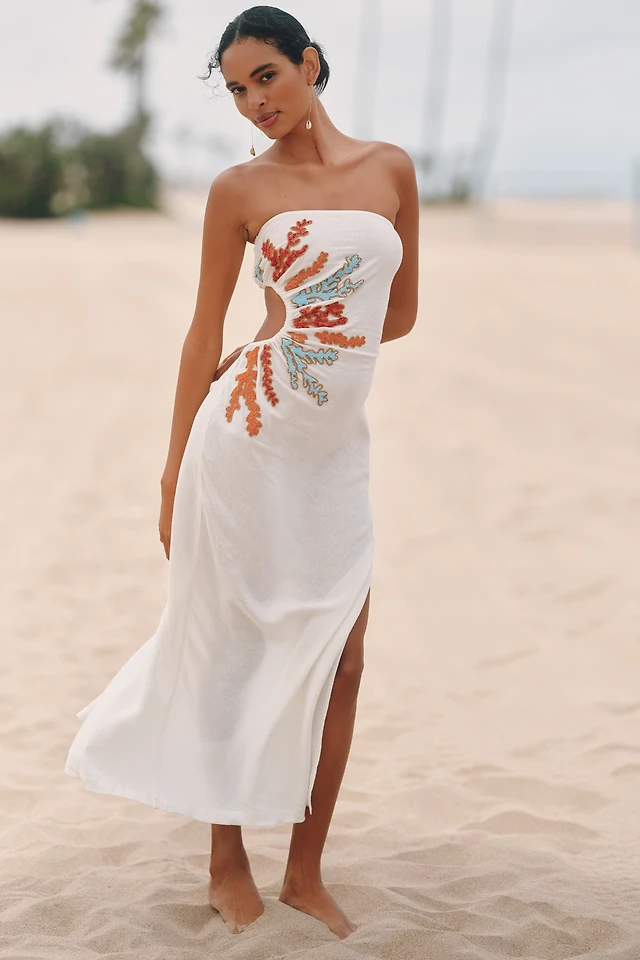 chinese dress ladies Linen Cut Out Dress