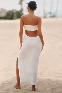 Celandine Strapless Cutout Linen Blend Dress