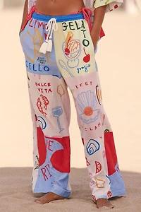 Jordan Nickson x Celandine Linen Blend Drawstring Wide-Leg Pants