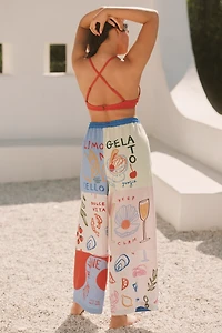 Jordan Nickson x Celandine Linen Blend Drawstring Wide-Leg Pants