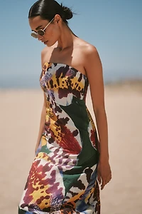 The Aliza Strapless Linen Blend Maxi Dress