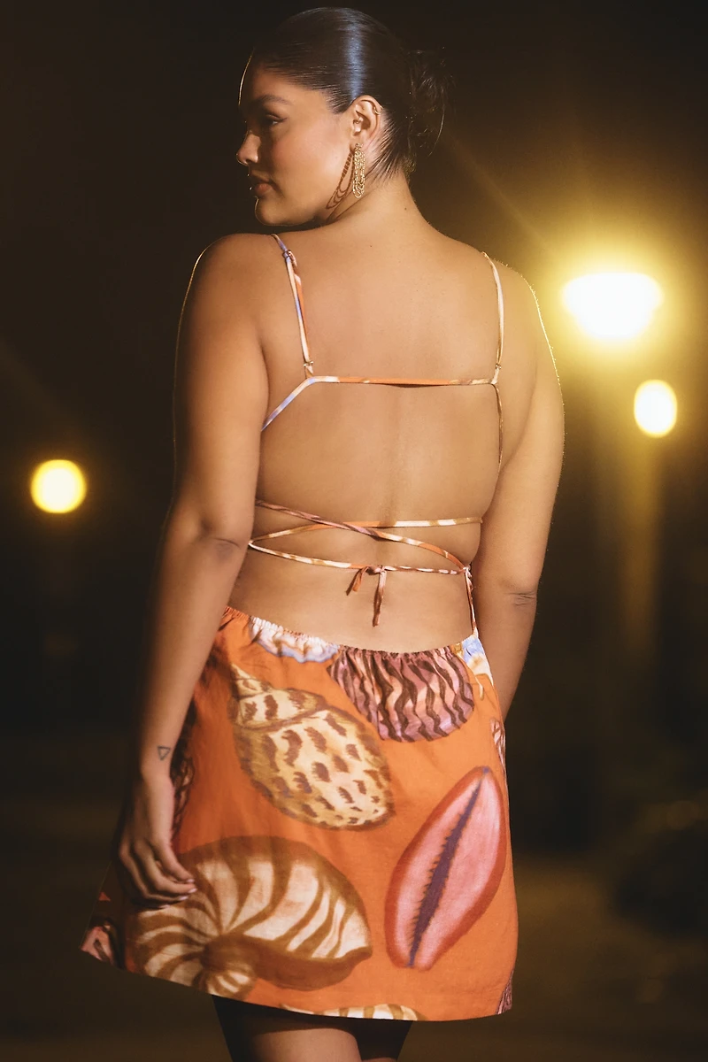 Celandine Linen Blend Sleeveless Seashell Mini Dress