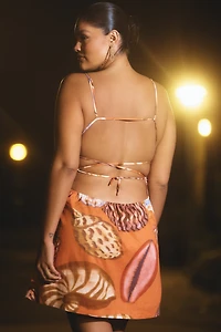 Celandine Linen Blend Sleeveless Seashell Mini Dress