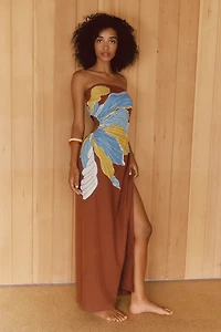 Celandine Aliza Strapless Linen-Blend Maxi Dress