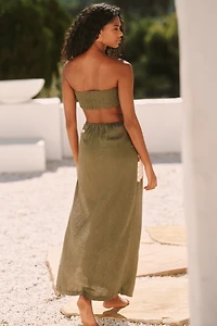 The Aliza Strapless Linen Blend Maxi Dress