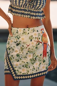 Celandine Asymmetric Linen Blend Mini Skirt