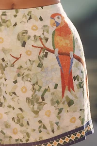 Celandine Asymmetric Linen Blend Mini Skirt