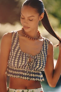 Celandine Linen Blend Ruffled Crop Top