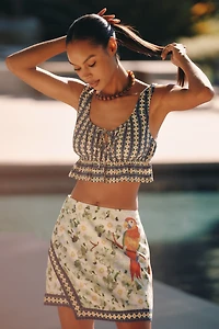 Celandine Linen Blend Ruffled Crop Top