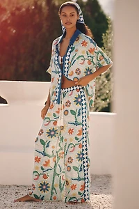 Celandine Linen Wide-Leg Pull-On Pants