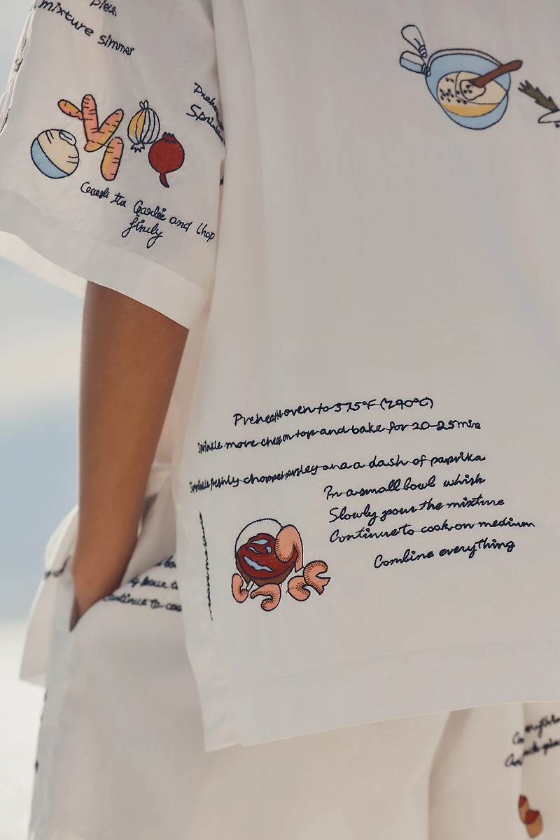 Celandine Tapas Bar Embroidered Surf Shirt