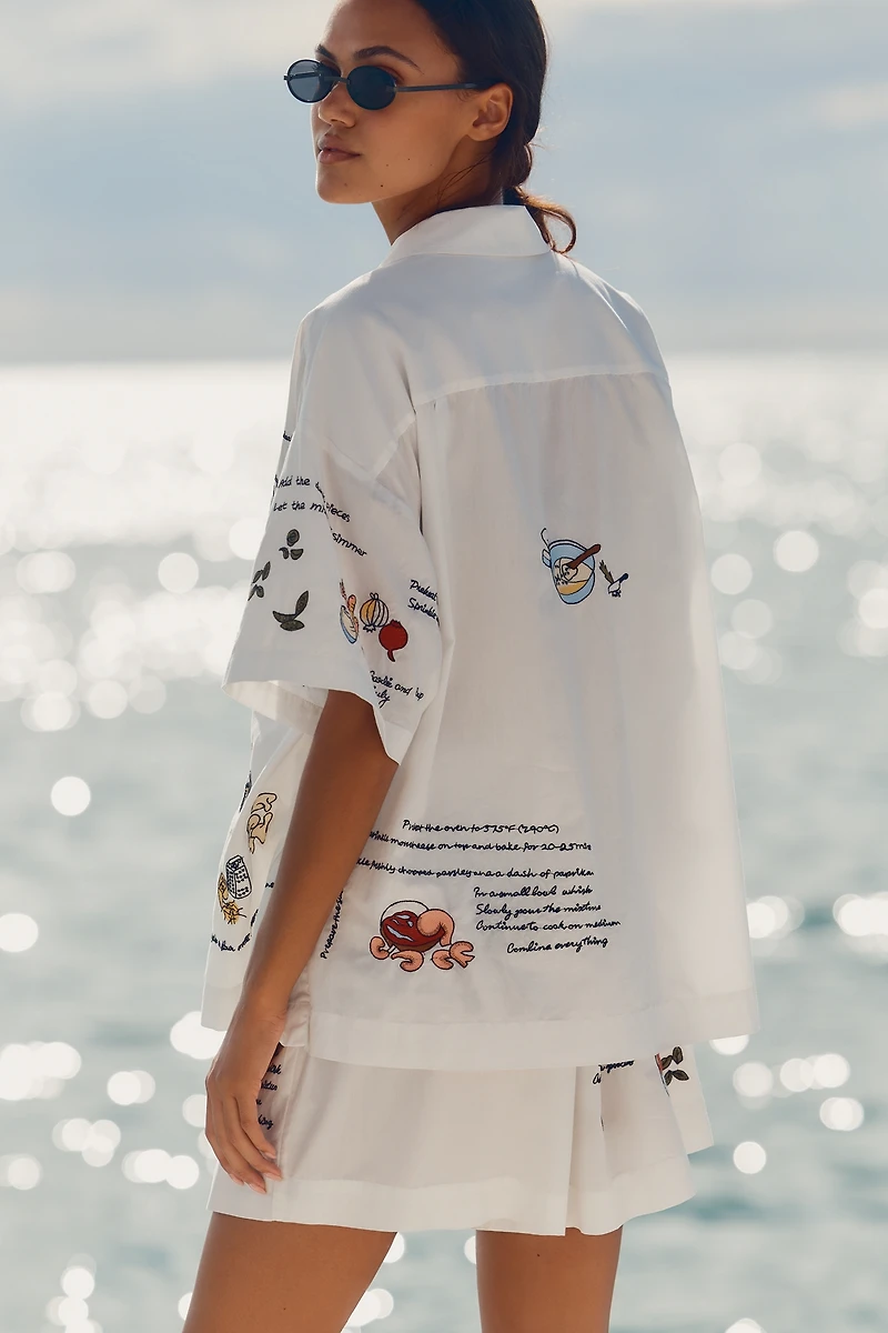 Celandine Tapas Bar Embroidered Surf Shirt