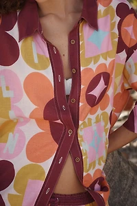 Celandine x Holly Clarke Linen-Blend Short-Sleeve Buttondown Shirt