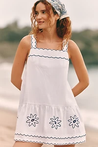Celandine Cotton Scalloped Daisy Mini Dress