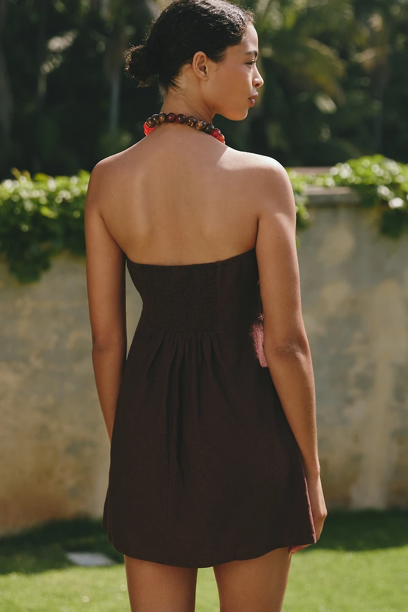 Celandine Strapless Linen Blend Mini Dress