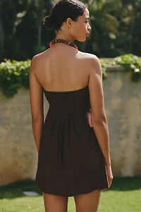 Celandine Strapless Linen Blend Mini Dress