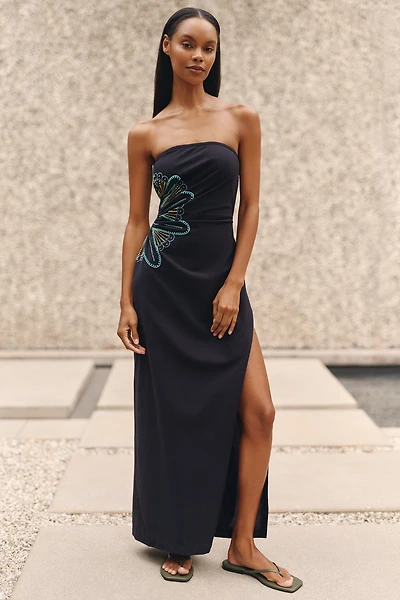 Aliza Strapless Linen Blend Maxi Dress