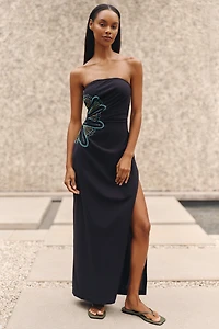 Aliza Strapless Linen Blend Maxi Dress