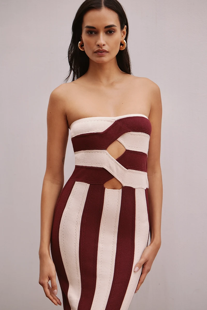 Celandine Strapless Cutout Knit Midi Dress