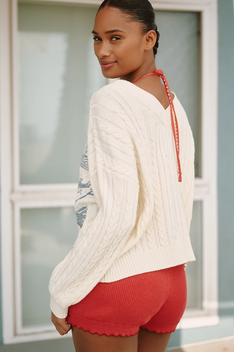 Celandine Boat-Neck Embroidered Heritage Sweater