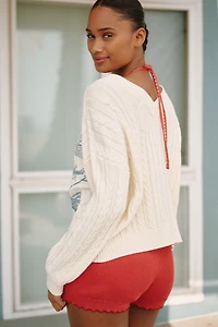 Celandine Boat-Neck Embroidered Heritage Sweater