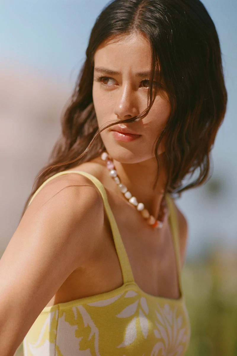 Celandine Square-Neck Knit Crop Top