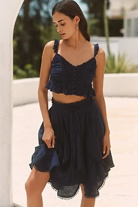 Celandine Godet Drawstring Midi Skirt