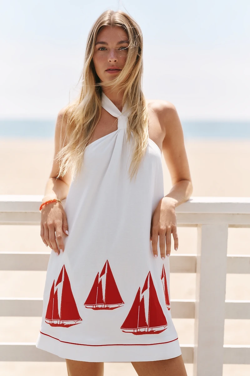 Celandine Sailboat Embroidered Dress