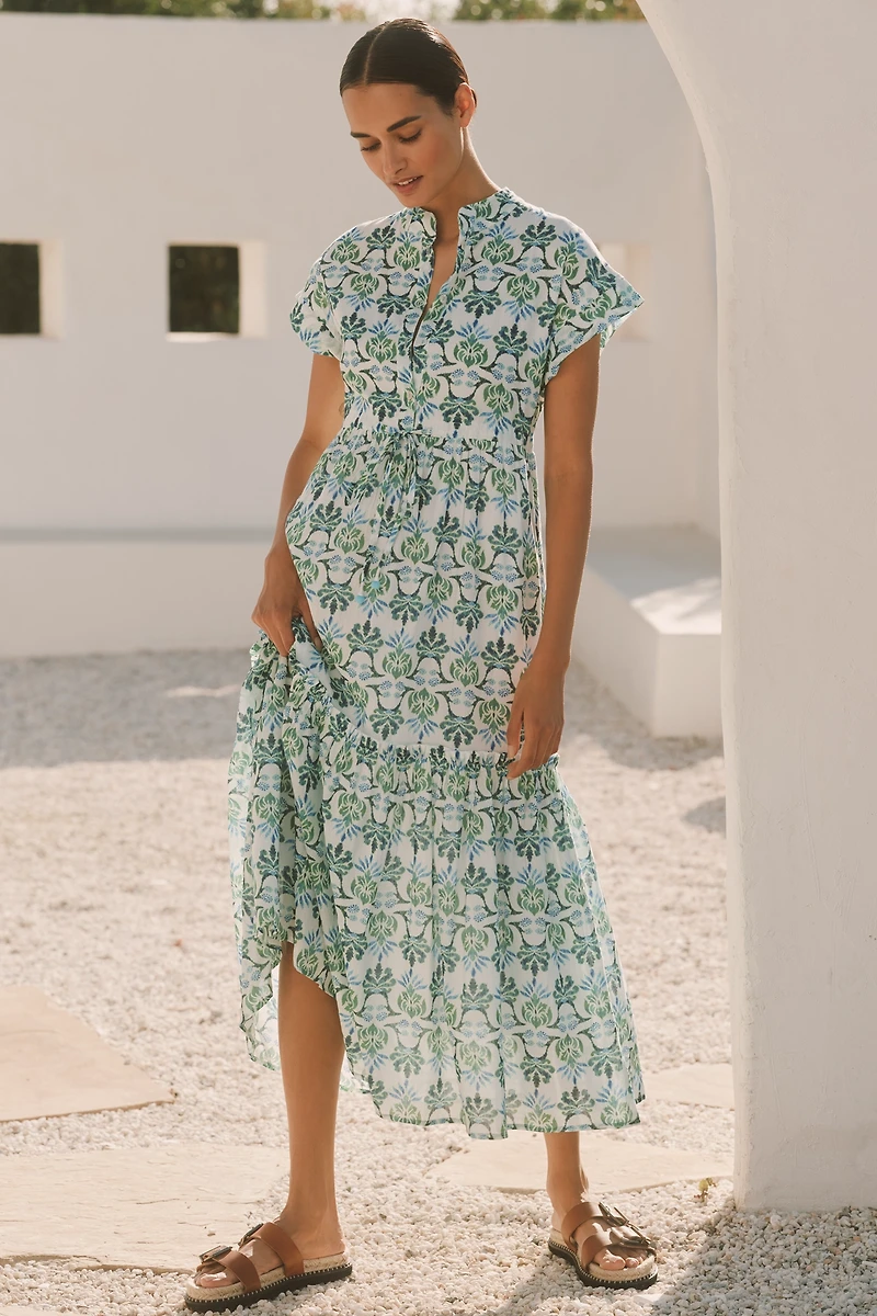 Ro's Garden Mumi Cap-Sleeve Midi Dress