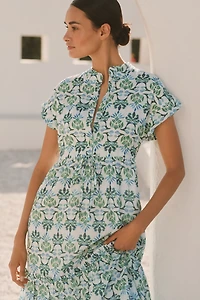 Ro's Garden Mumi Cap-Sleeve Midi Dress