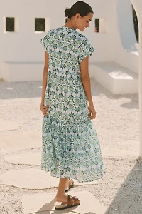 Ro's Garden Mumi Cap-Sleeve Midi Dress