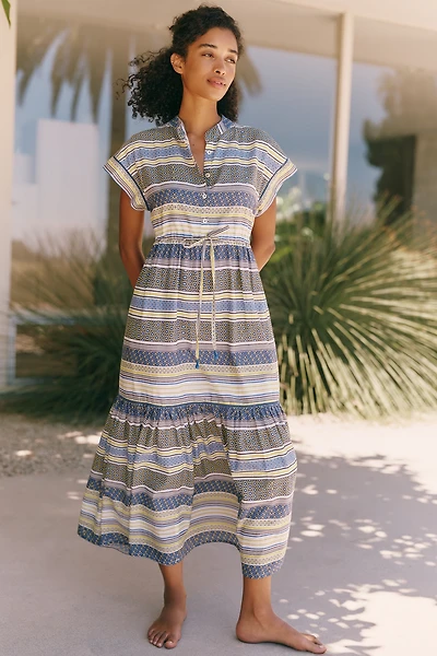 Ro's Garden Mumi Cap-Sleeve Midi Dress