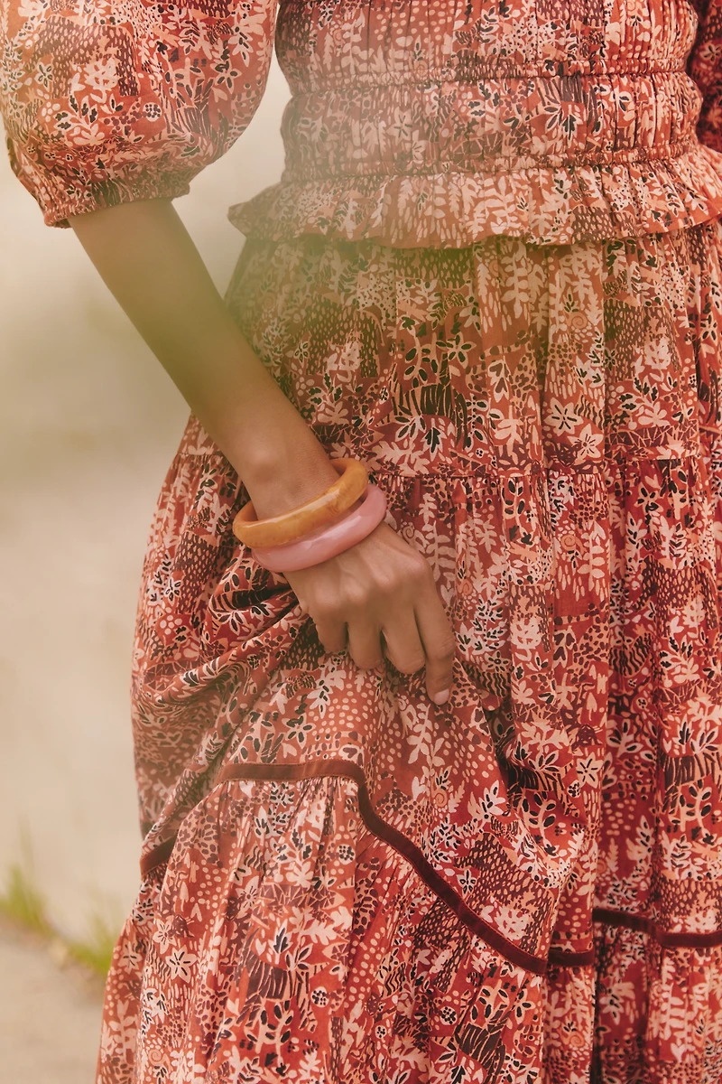 Ro's Garden Percy Puff-Sleeve Midi Dress