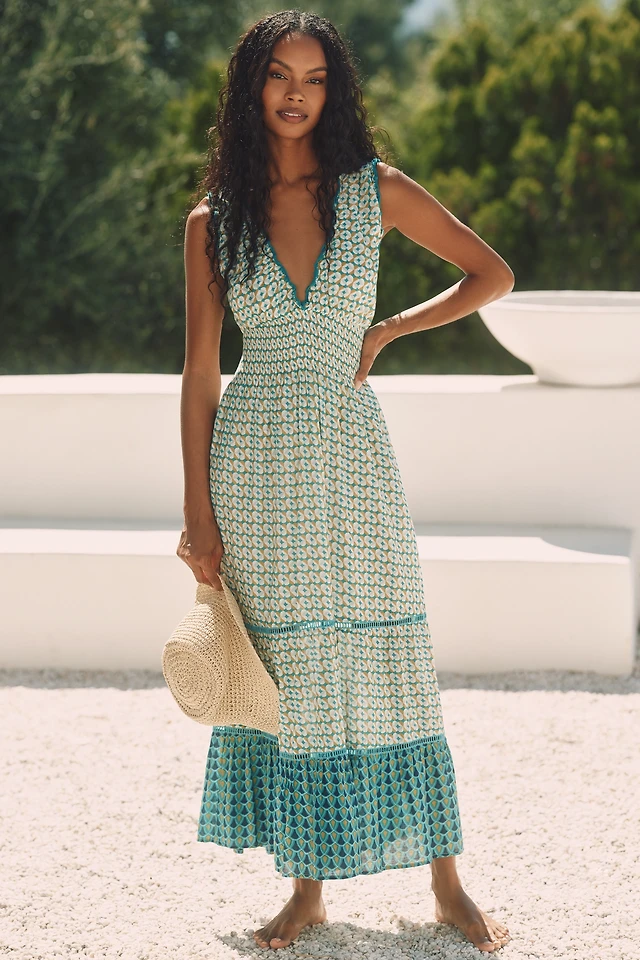 elora sleeveless v neck ruffle lace midi dress Elora Sleeveless V-Neck Ruffle Lace Midi Dress