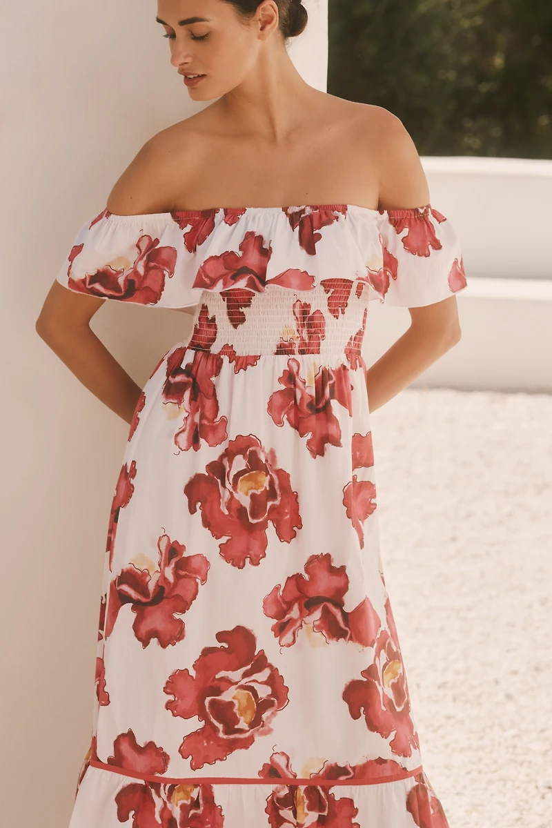 Ro's Garden Chelsea Cotton Off-The-Shoulder Midi Dress