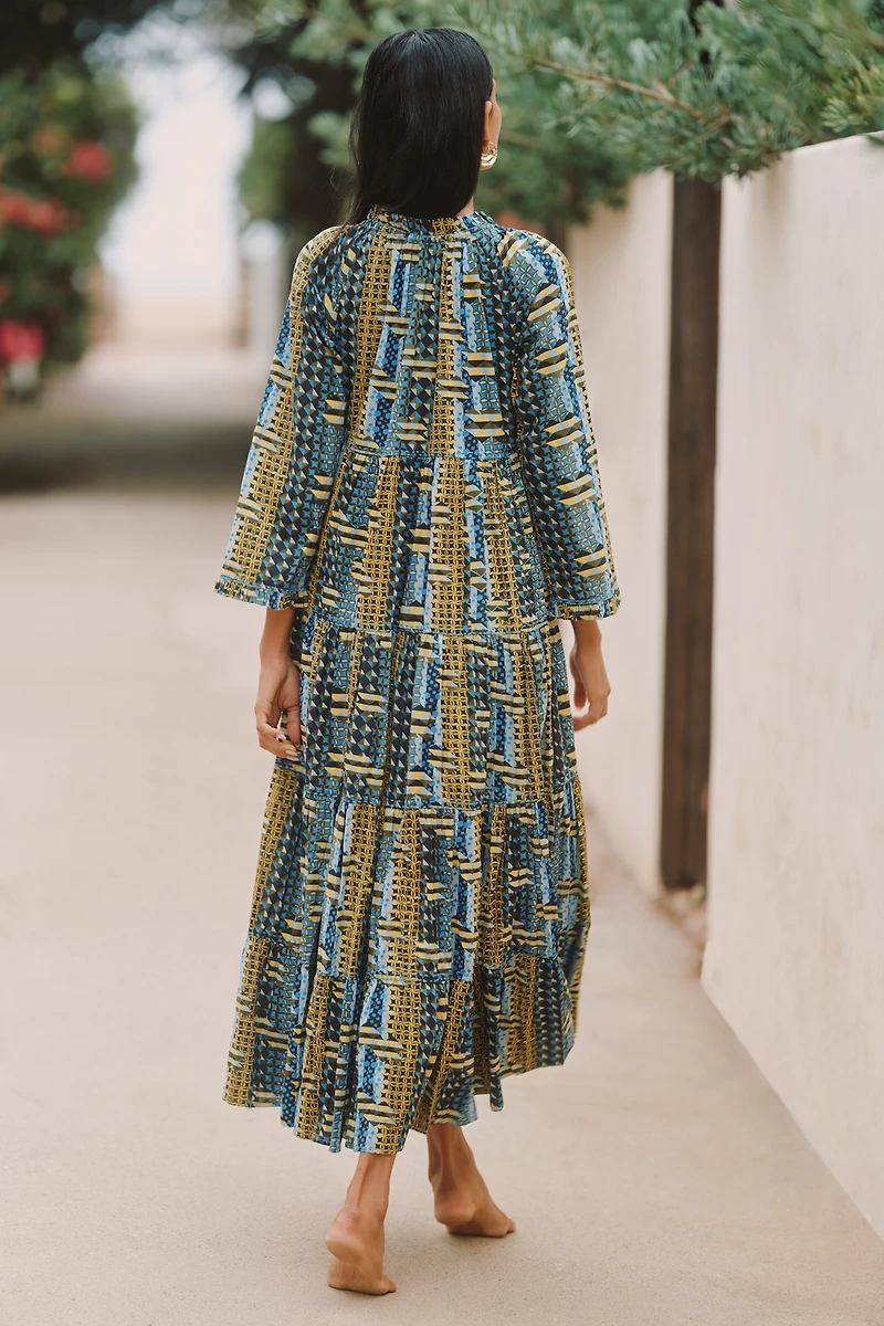 Ro's Garden Sonia Long-Sleeve Tiered Maxi Dress