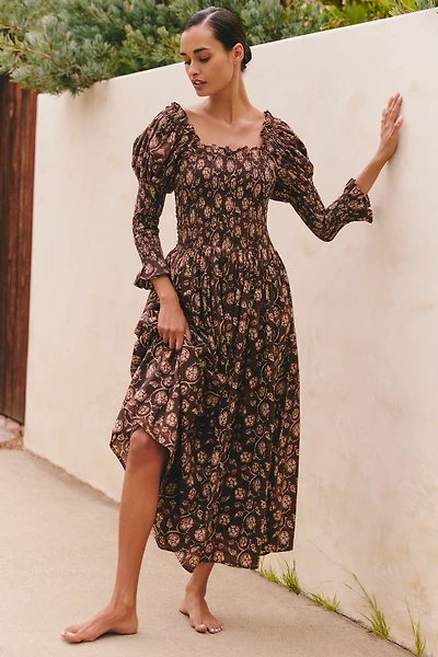 Ro's Garden Jocelyn Puff-Sleeve Maxi Dress